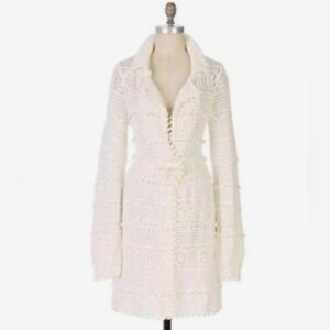 Anthropologie sweater coat BoHo knitted and knotted SEA OF STALKS M